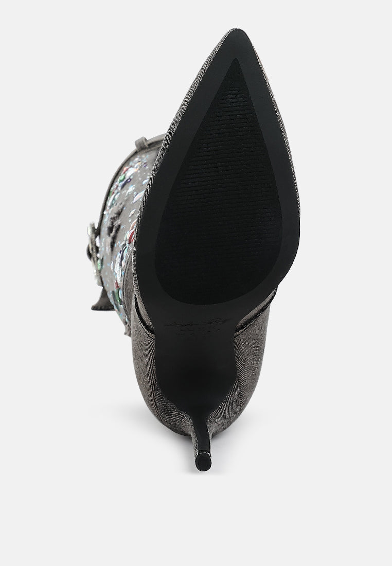 Cornik Multi Color Stones Denim Boots-1