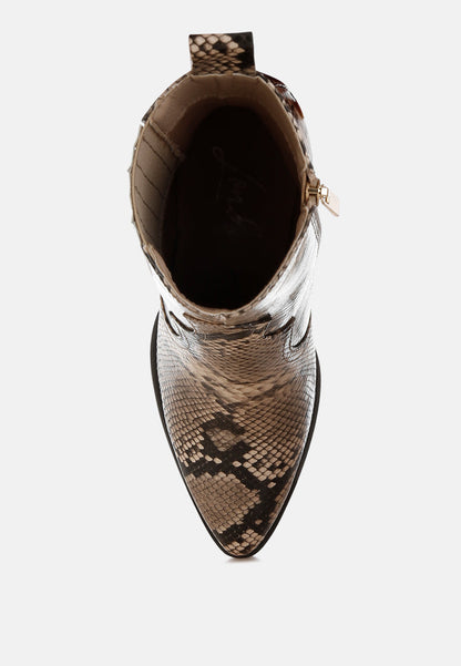Cornus Snake Print Ankle Boots-3