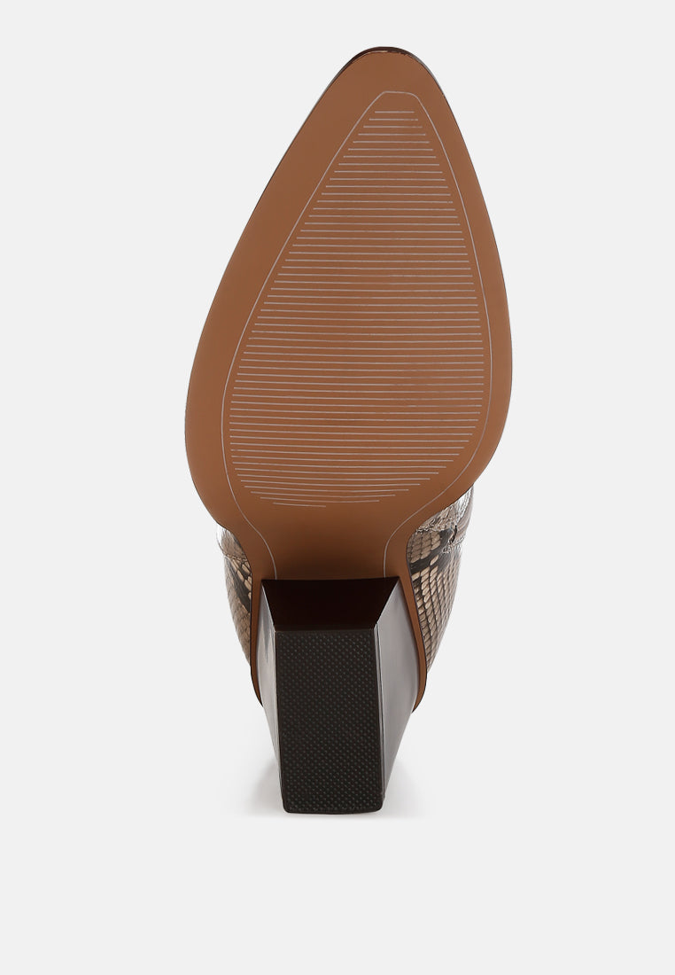 Cornus Snake Print Ankle Boots-4