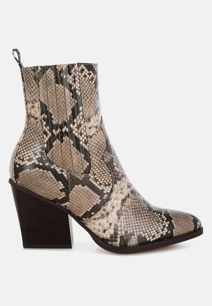 Cornus Snake Print Ankle Boots-0