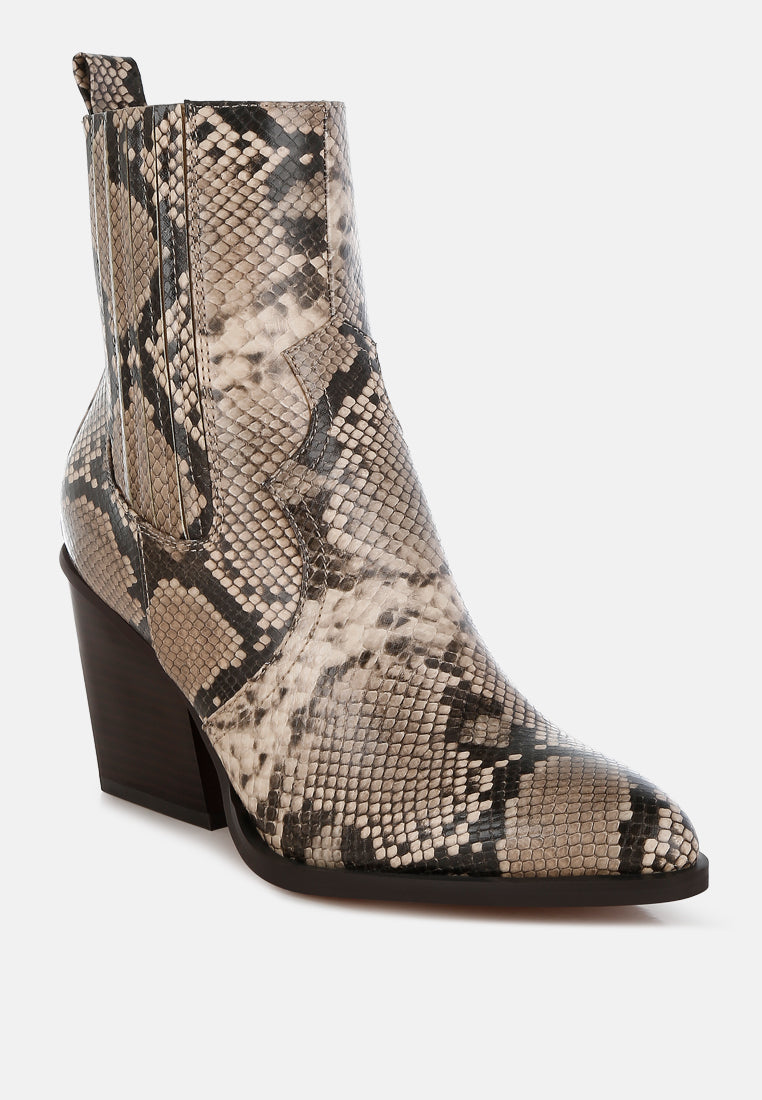 Cornus Snake Print Ankle Boots-1