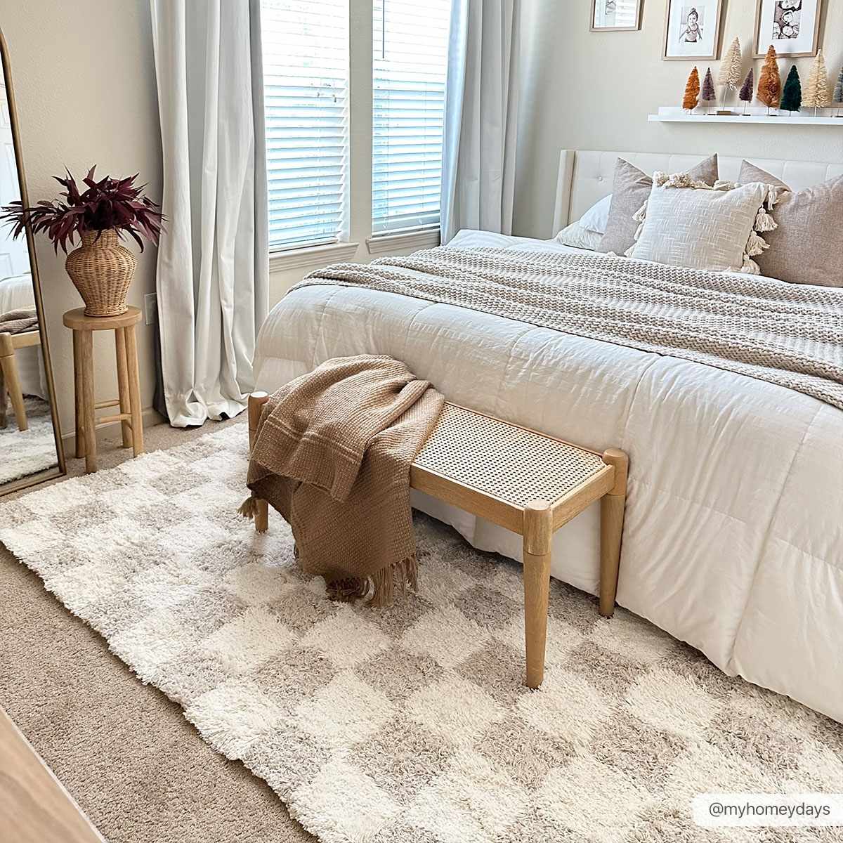 Atira Light Brown Checkered Area Rug-3