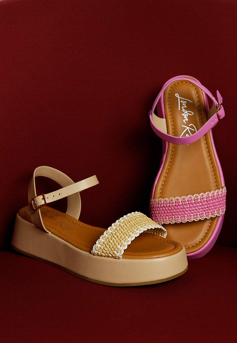 Anglong Raffia Flatform Sandals-4