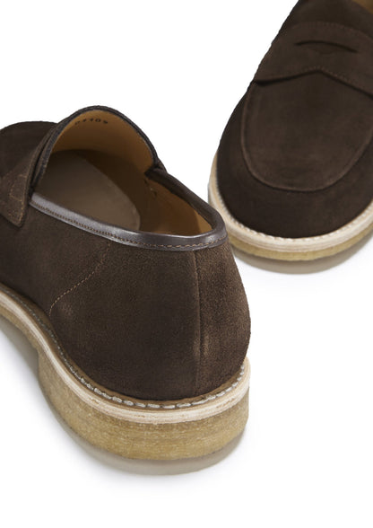 Brown Suede Loafers, Crepe Rubber Welted Sole-4