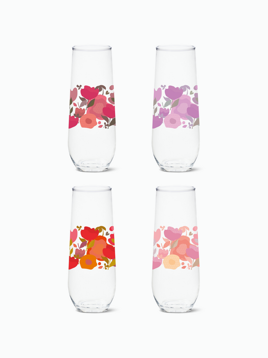 Crimson Blooms - RESERVE 9oz Stemless Champagne Tritan™ Copolyester Glass-0