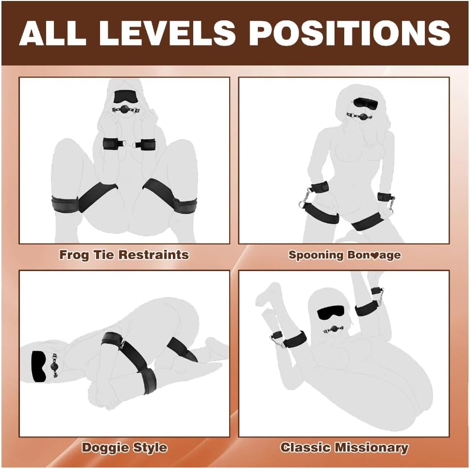 Adjustable BDSM Wrist and Thigh Ankle Cuffs Set-1