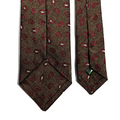 Brown & Burgundy Paisley Silk Jacquard Tie-3