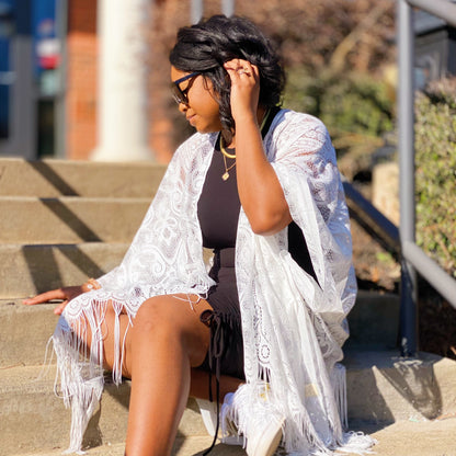 Elegant Lace Fringed Kimono-3