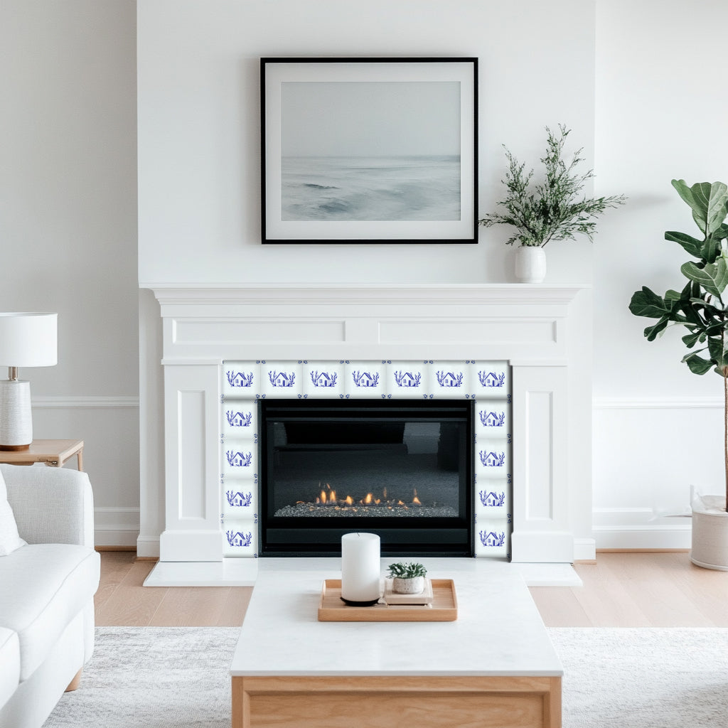 House Delft Vintage Blue Design Peel And Stick Tile Stickers delft fireplace surround Kitchen Tile Trends - D67-1