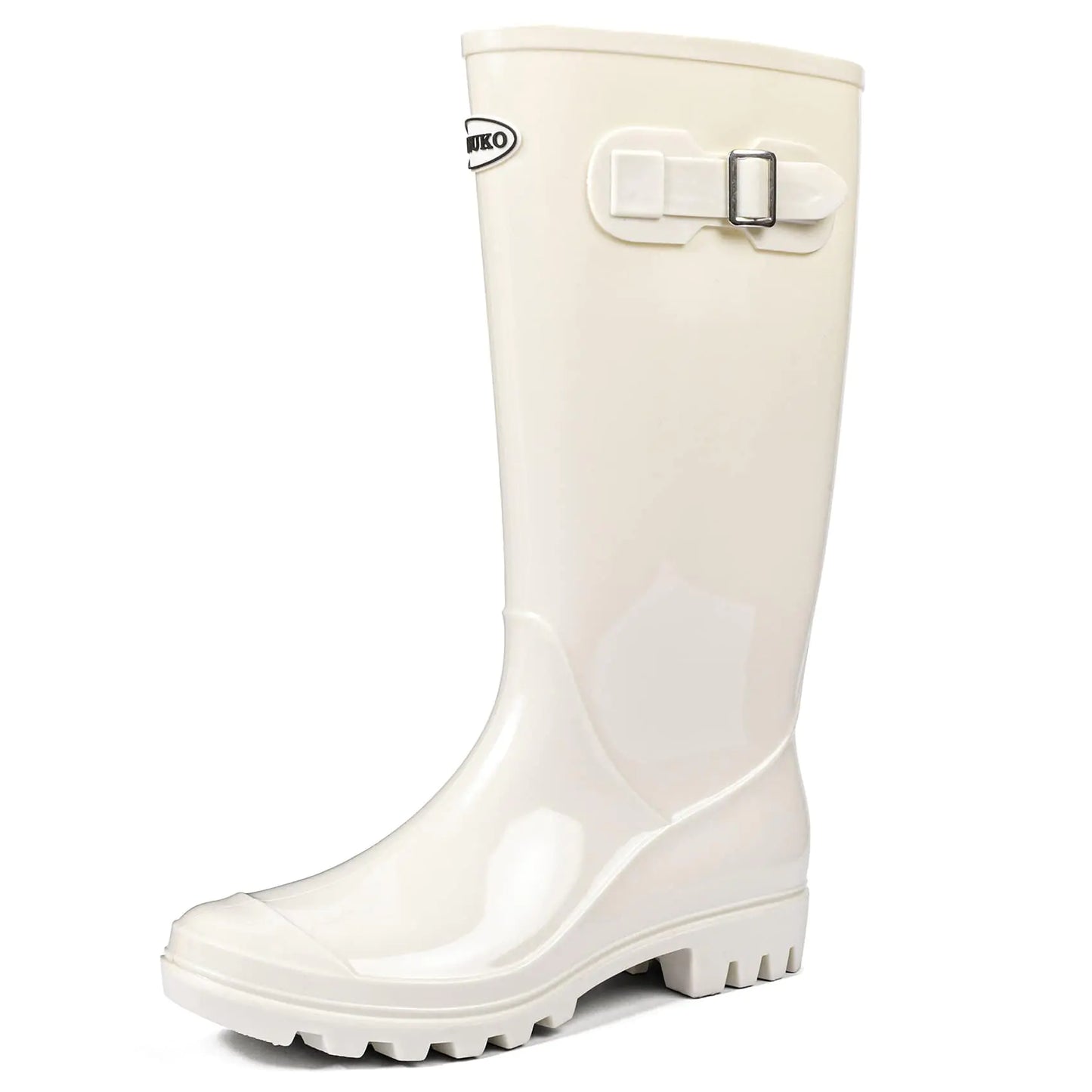 DKSUKO Womens Tall Rain Boots Waterproof Wellington Boots(9.5 B(M) USBright White)