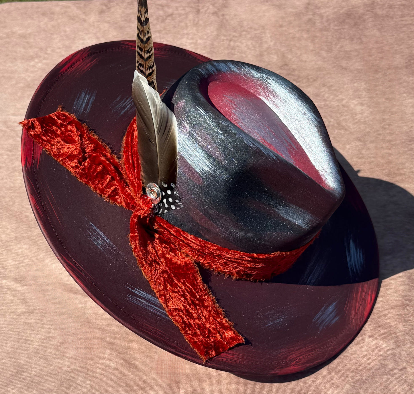 Custom handcrafted Red Velvet Fedora Hat-0