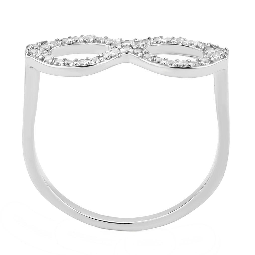DA315 - No Plating Stainless Steel Ring with AAA Grade CZ  in Clear-2
