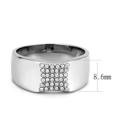 DA345 - No Plating Stainless Steel Ring with AAA Grade CZ  in Clear-1