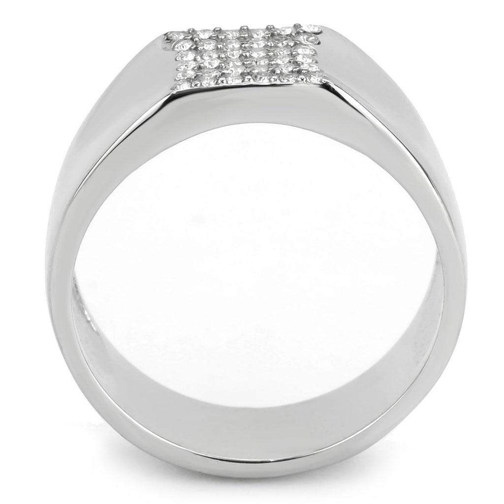 DA345 - No Plating Stainless Steel Ring with AAA Grade CZ  in Clear-2