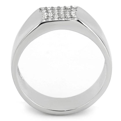 DA345 - No Plating Stainless Steel Ring with AAA Grade CZ  in Clear-2