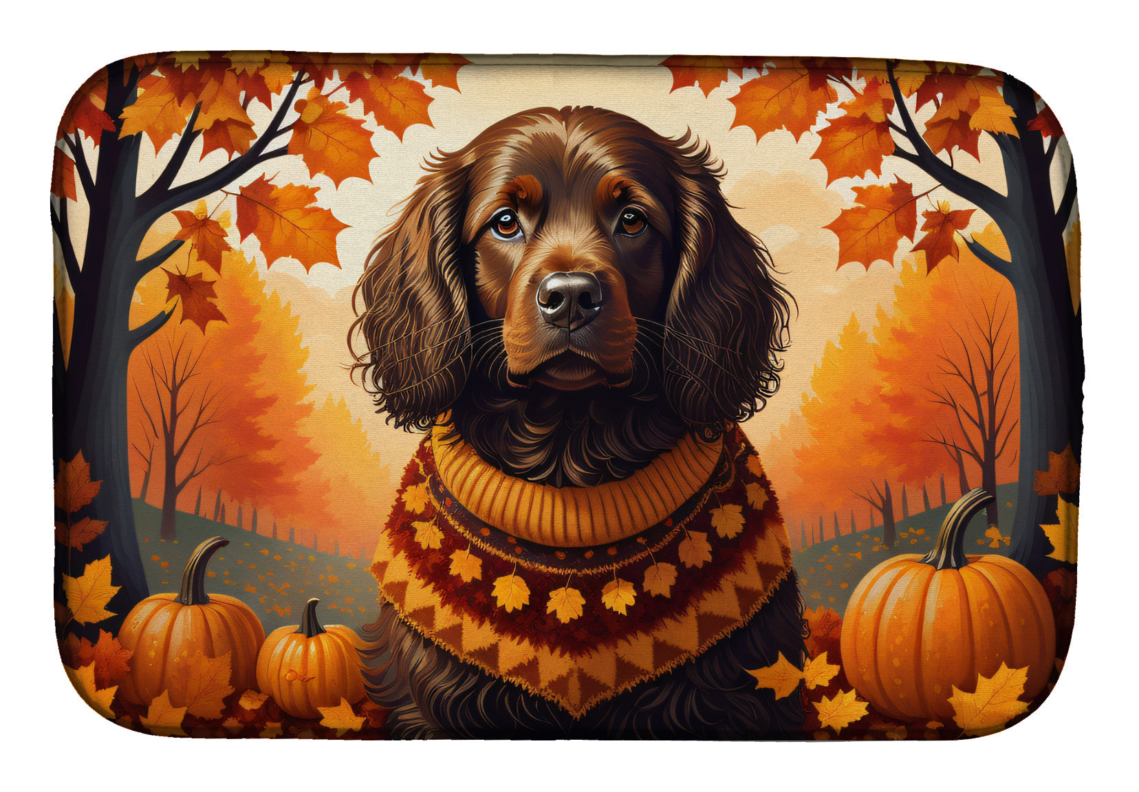 Boykin Spaniel Fall Dish Drying Mat-0