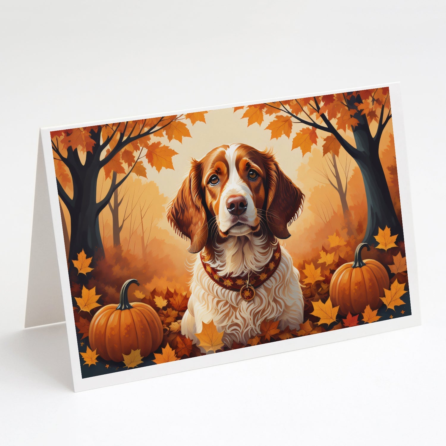 Brittany Spaniel Fall Greeting Cards Pack of 8-0