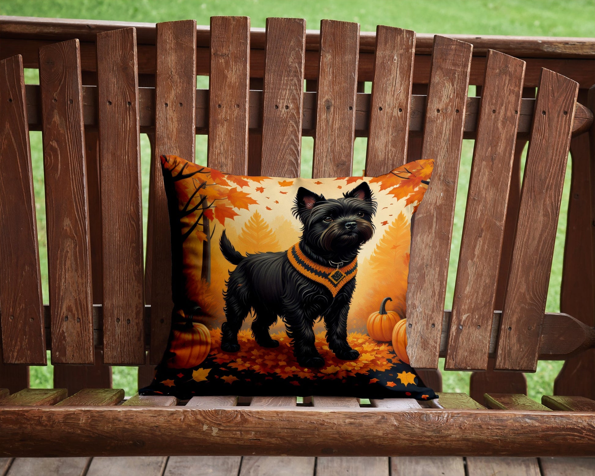 Black Cairn Terrier Fall Throw Pillow-1