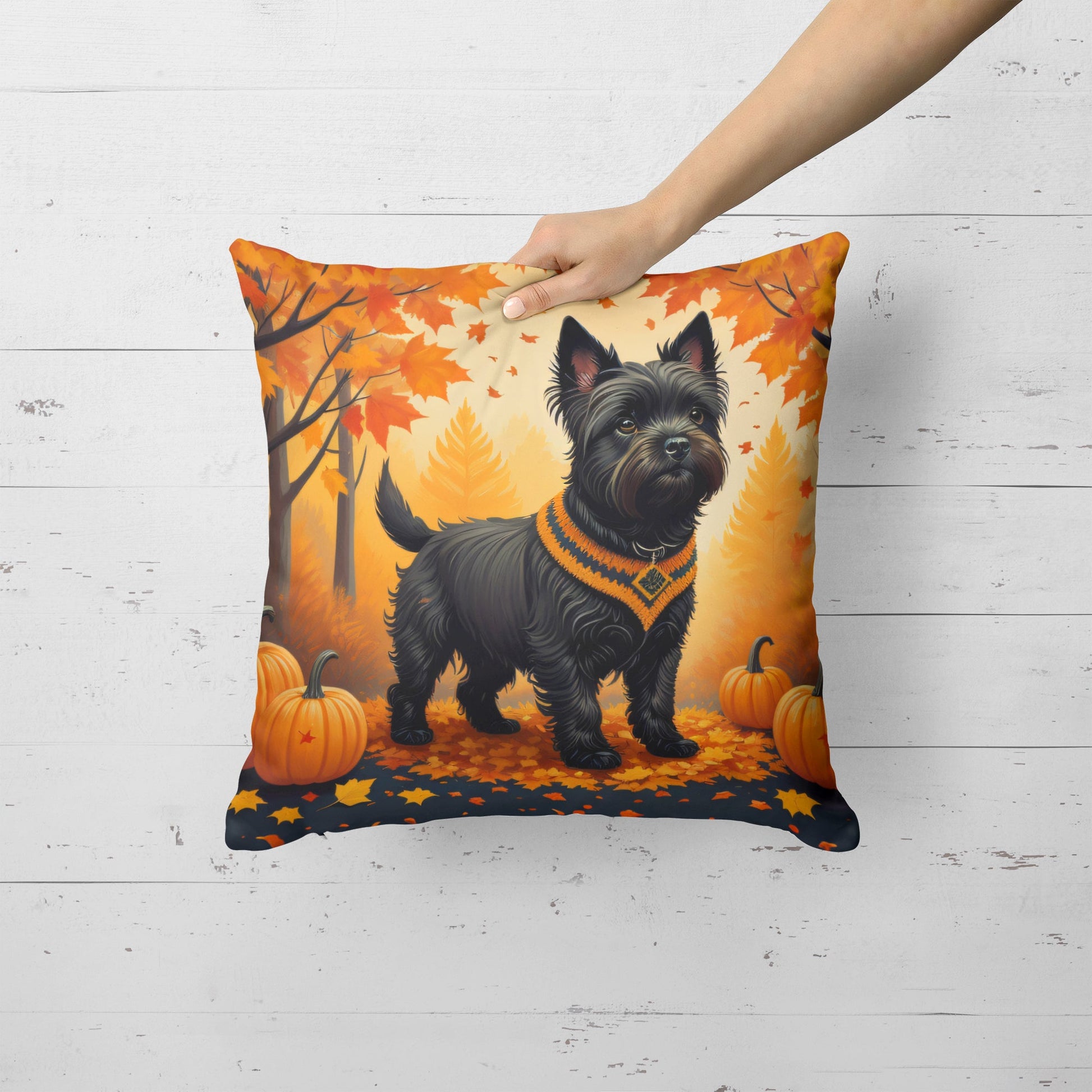 Black Cairn Terrier Fall Throw Pillow-3