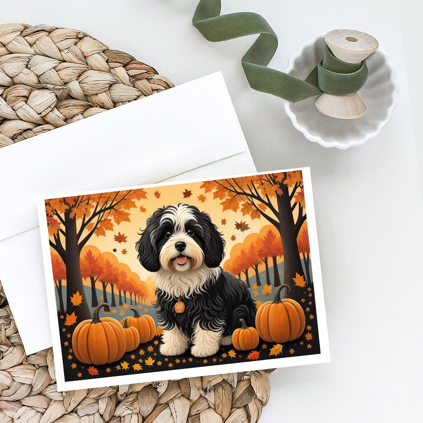 Havanese Fall Greeting Cards Pack of 8-1
