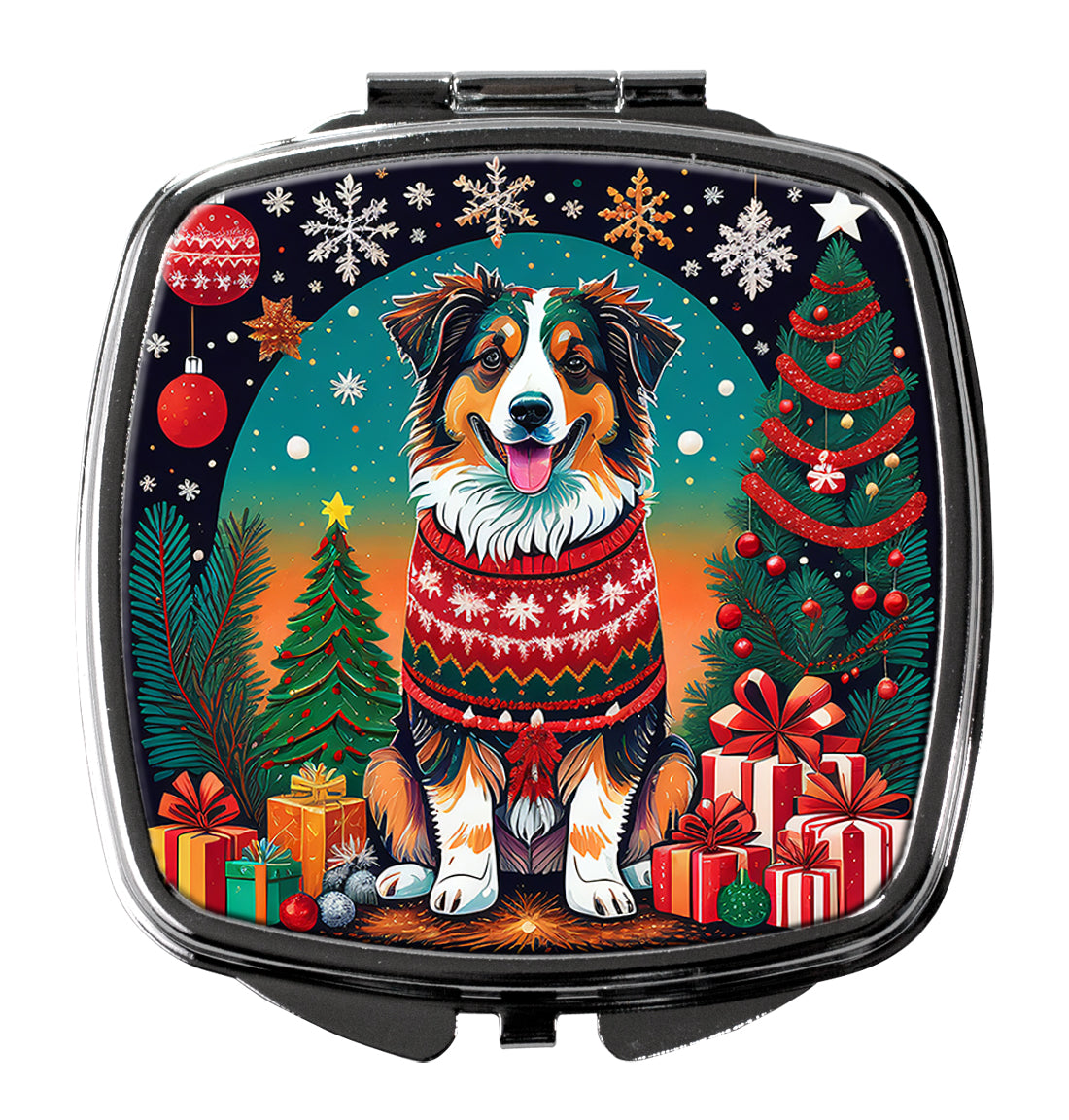 Australian Shepherd Christmas Compact Mirror-0