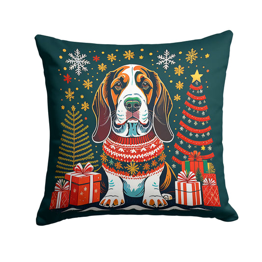 Basset Hound Christmas Throw Pillow-0