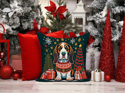 Basset Hound Christmas Throw Pillow-1