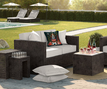 Basset Hound Christmas Throw Pillow-2