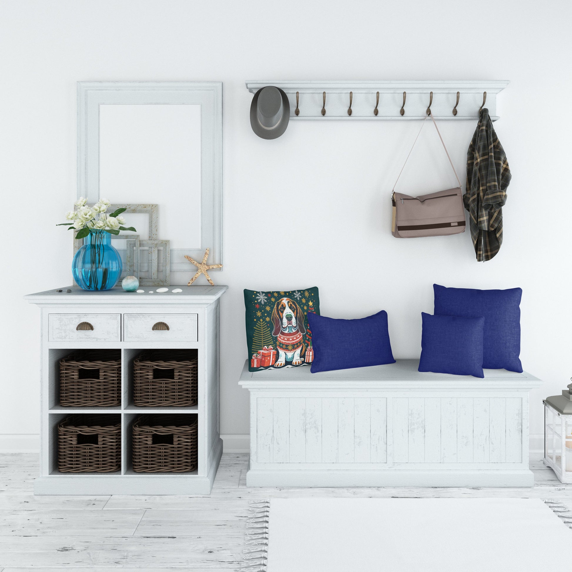 Basset Hound Christmas Throw Pillow-4