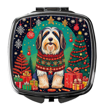 Bearded Collie Christmas Compact Mirror-0
