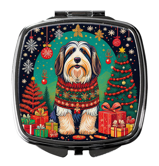 Bearded Collie Christmas Compact Mirror-0