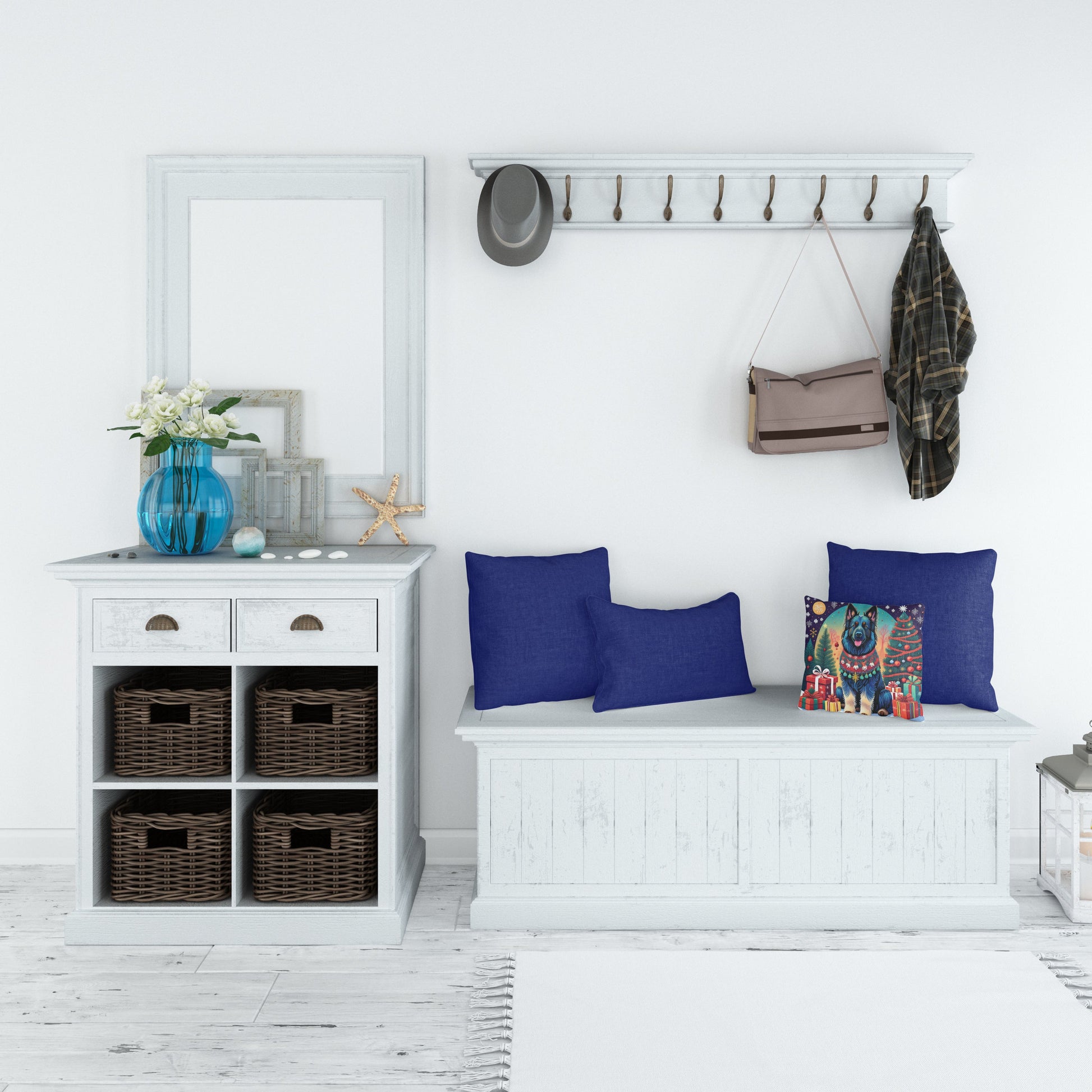 Belgian Sheepdog Christmas Throw Pillow-3