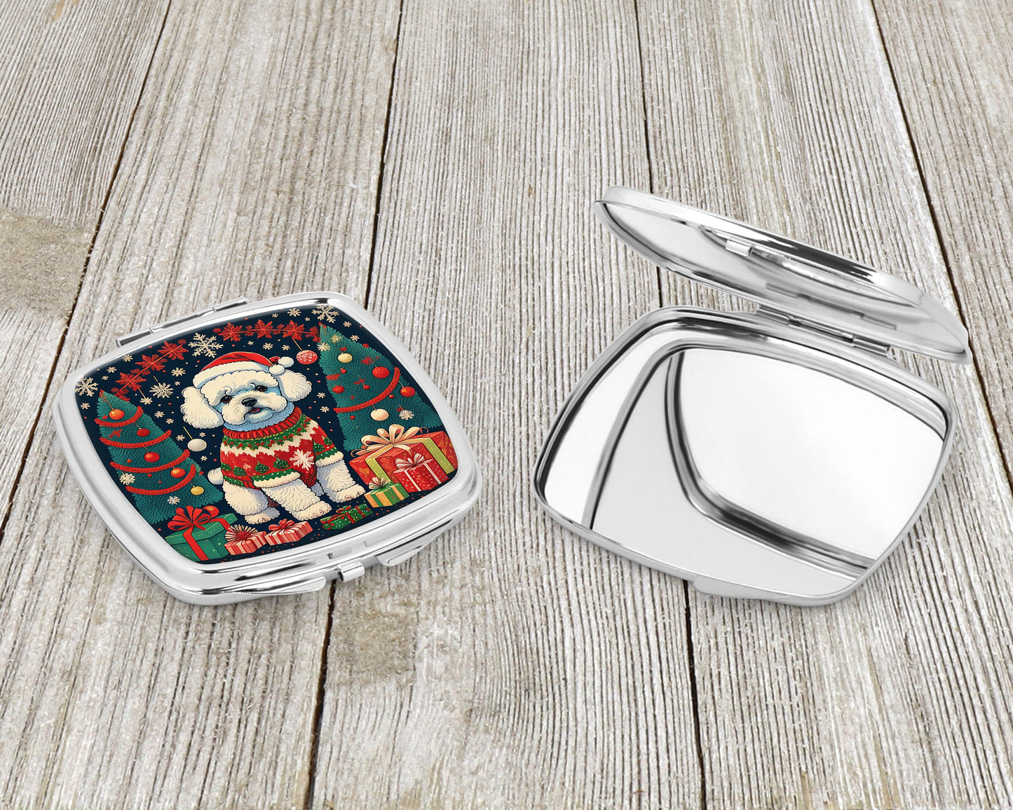 Bichon Frise Christmas Compact Mirror-2