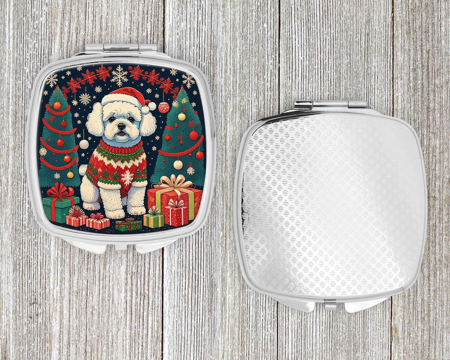 Bichon Frise Christmas Compact Mirror-3