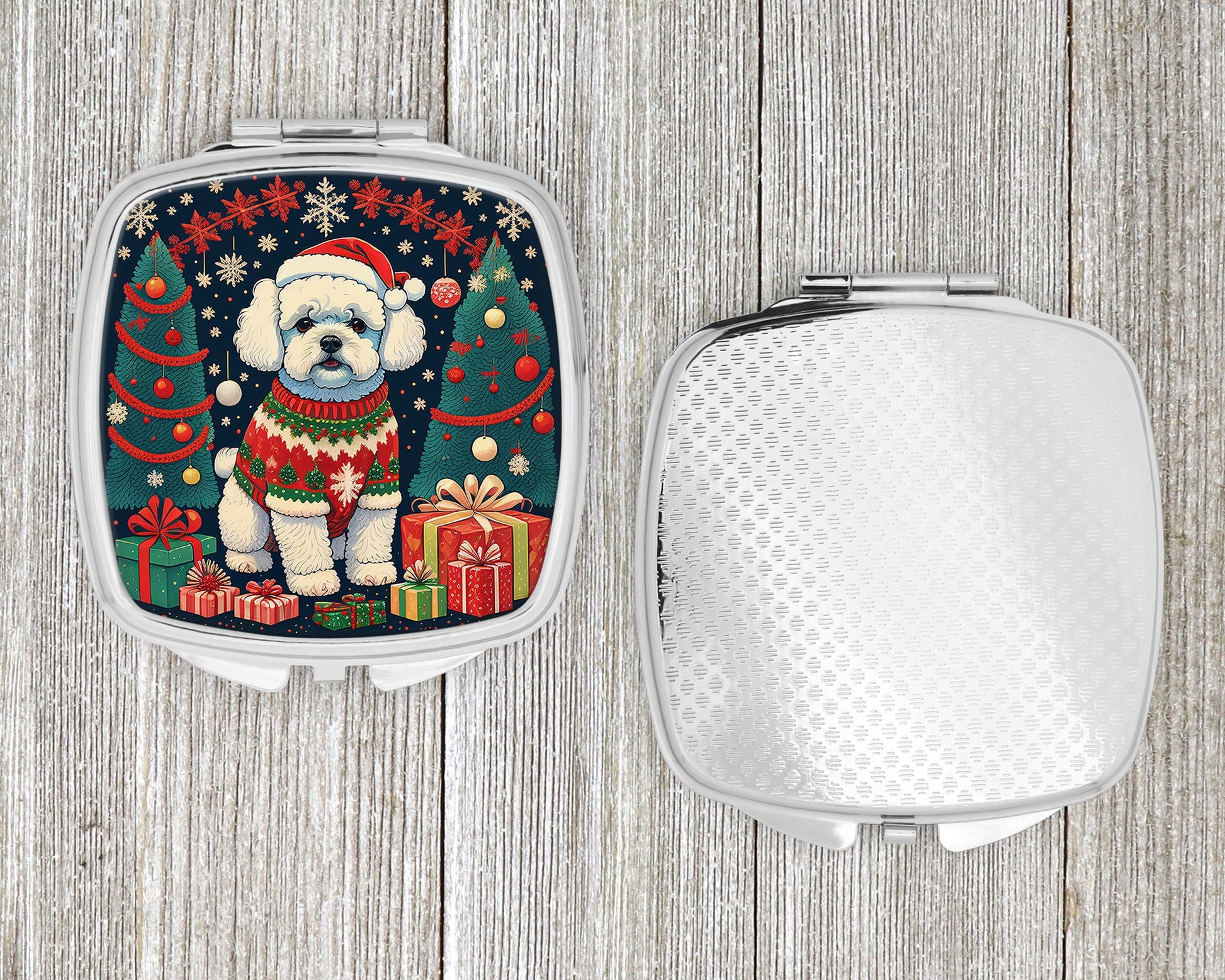 Bichon Frise Christmas Compact Mirror-3