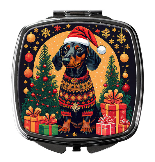 Black and Tan Dachshund Christmas Compact Mirror-0