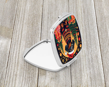 Black and Tan Dachshund Christmas Compact Mirror-1