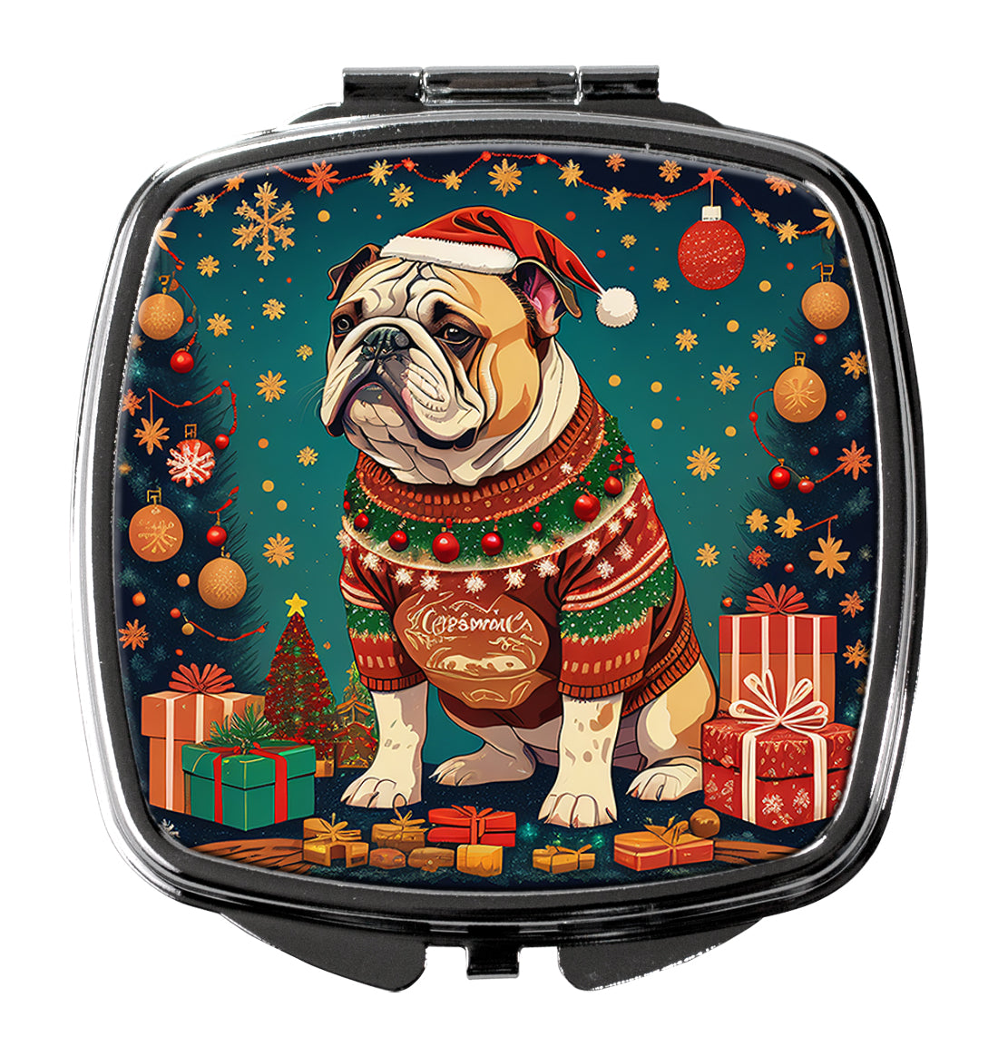 English Bulldog Christmas Compact Mirror-0