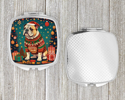 English Bulldog Christmas Compact Mirror-3