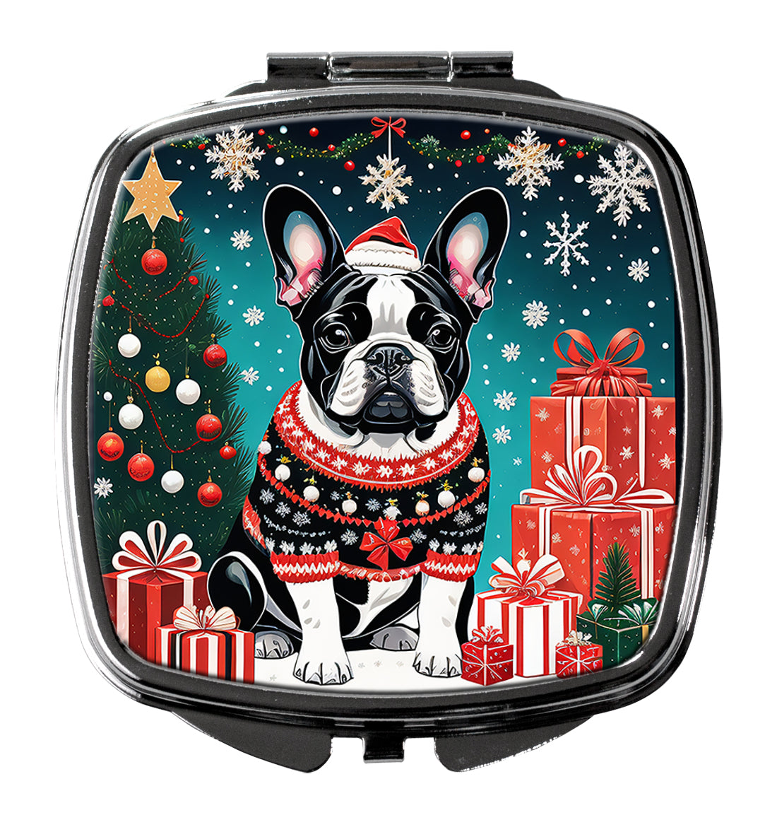 French Bulldog Christmas Compact Mirror-0