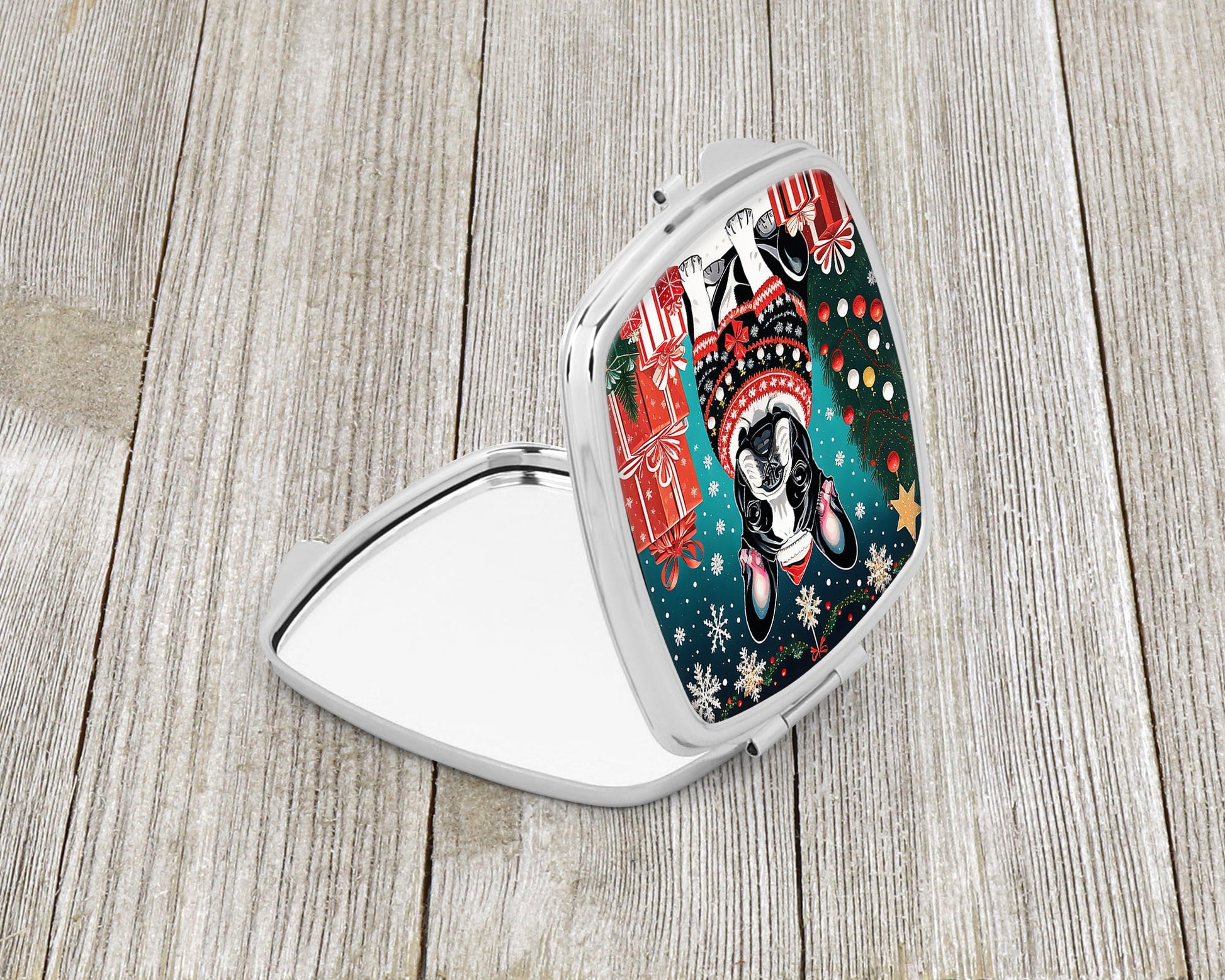 French Bulldog Christmas Compact Mirror-1