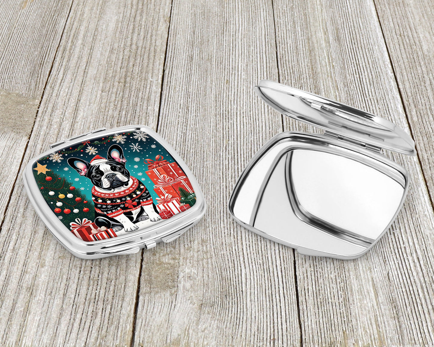 French Bulldog Christmas Compact Mirror-2