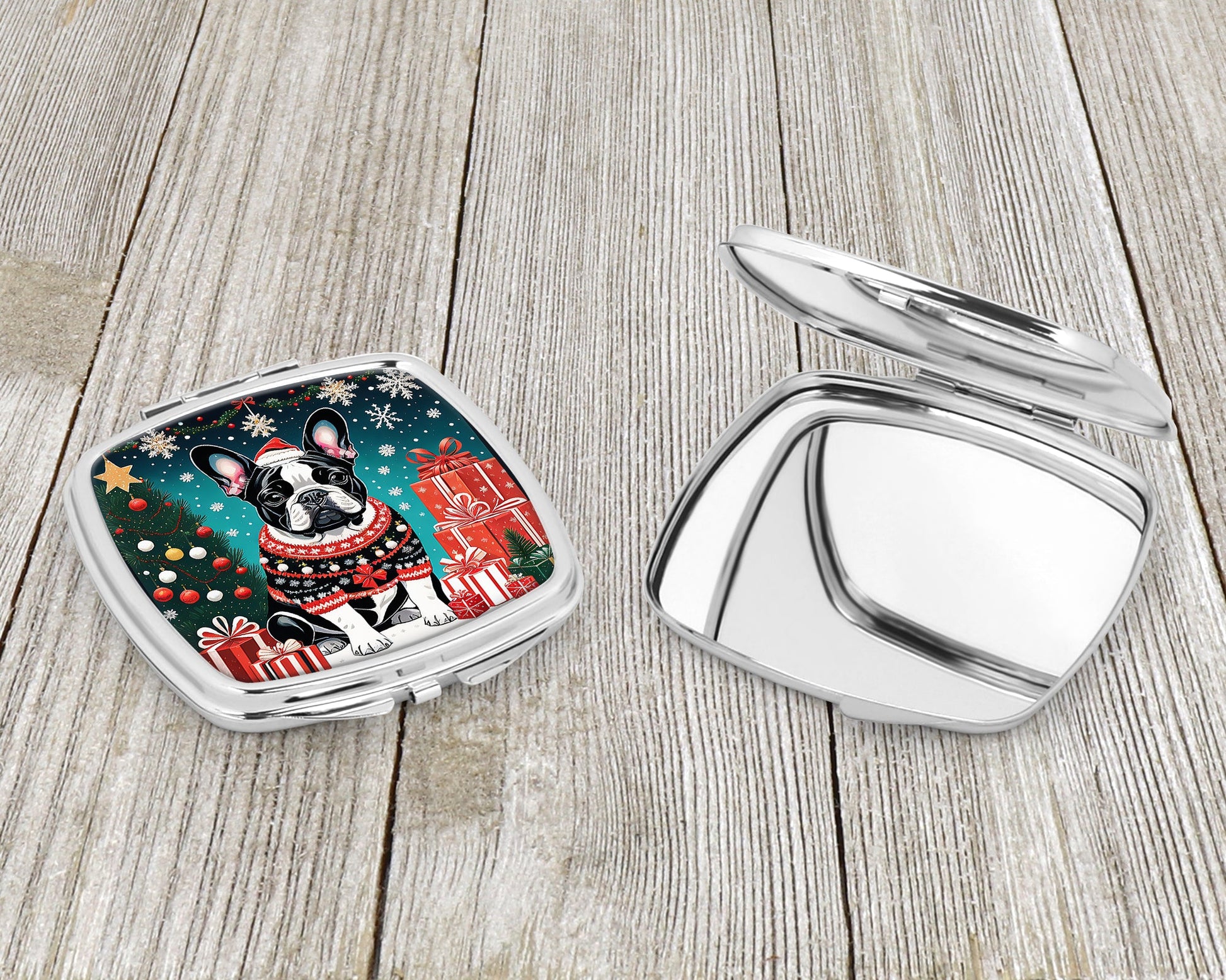 French Bulldog Christmas Compact Mirror-2