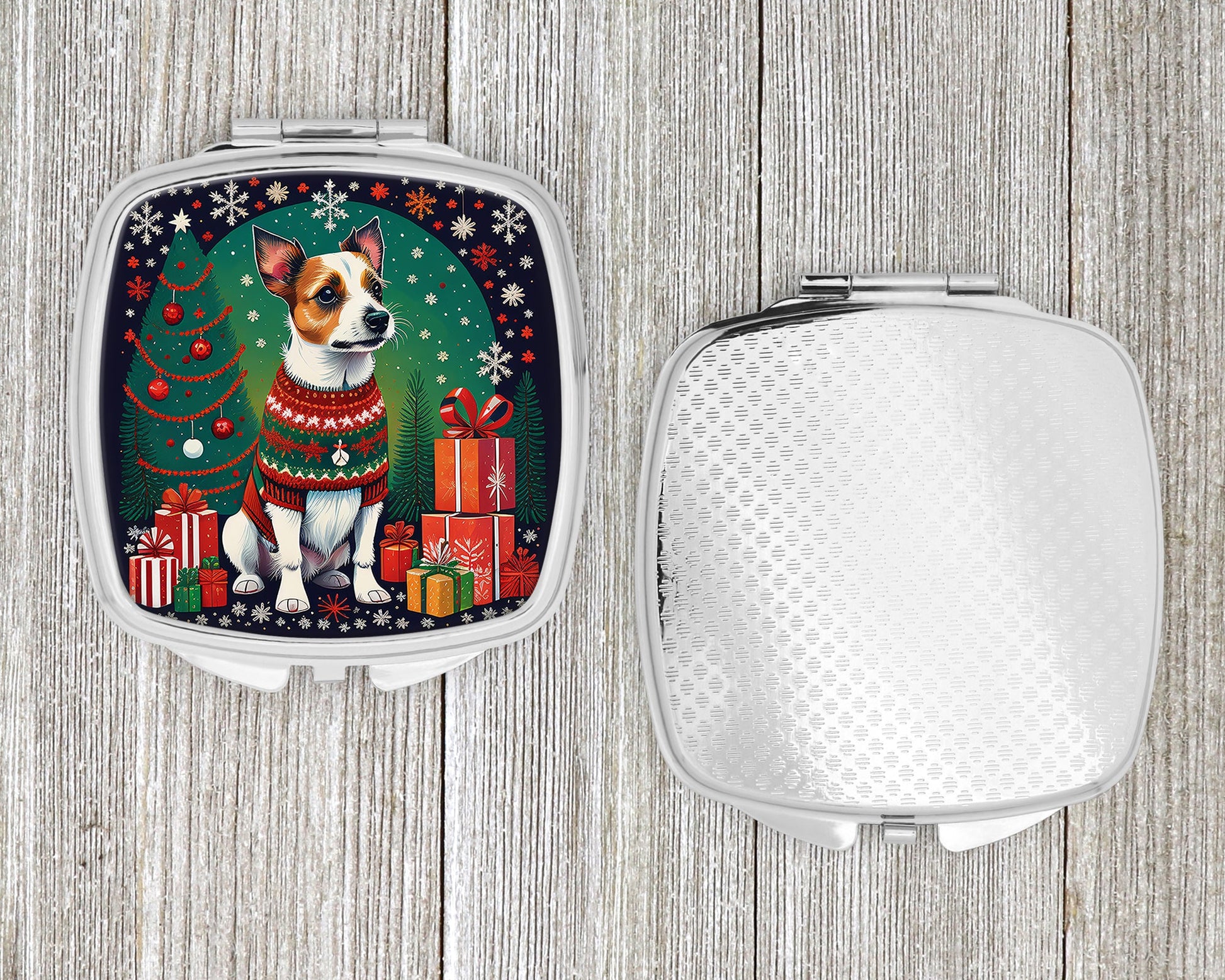 Jack Russell Terrier Christmas Compact Mirror-3