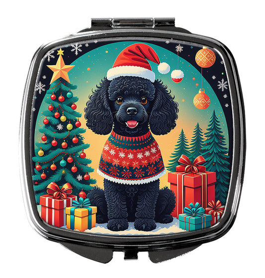 Black Toy Poodle Christmas Compact Mirror-0