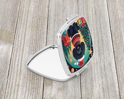 Black Toy Poodle Christmas Compact Mirror-1