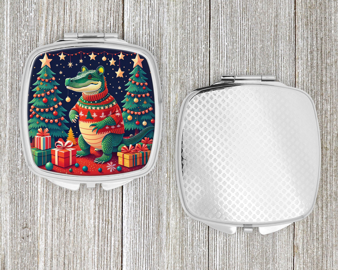 Alligator Christmas Compact Mirror-3