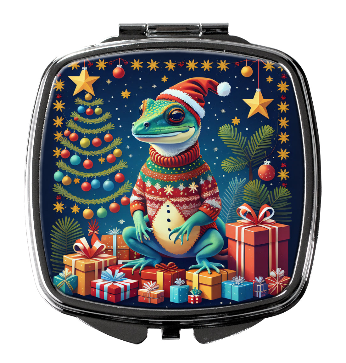 Gecko Christmas Compact Mirror-0