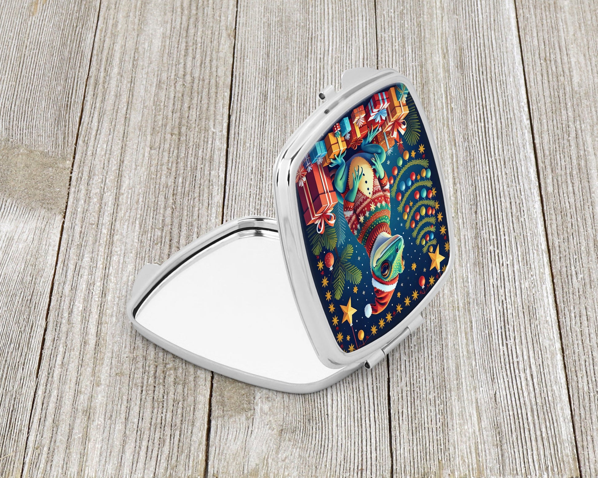 Gecko Christmas Compact Mirror-1