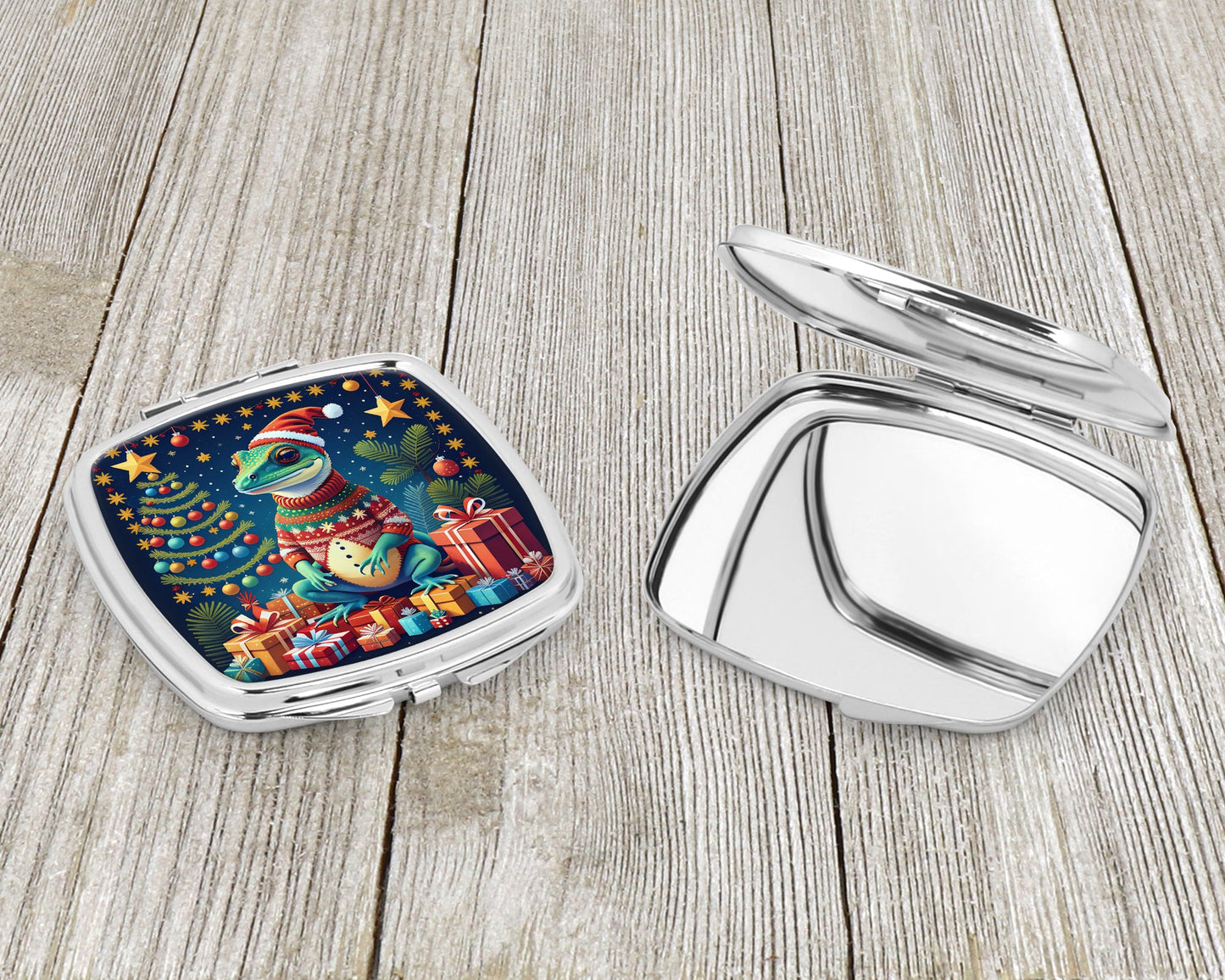 Gecko Christmas Compact Mirror-2
